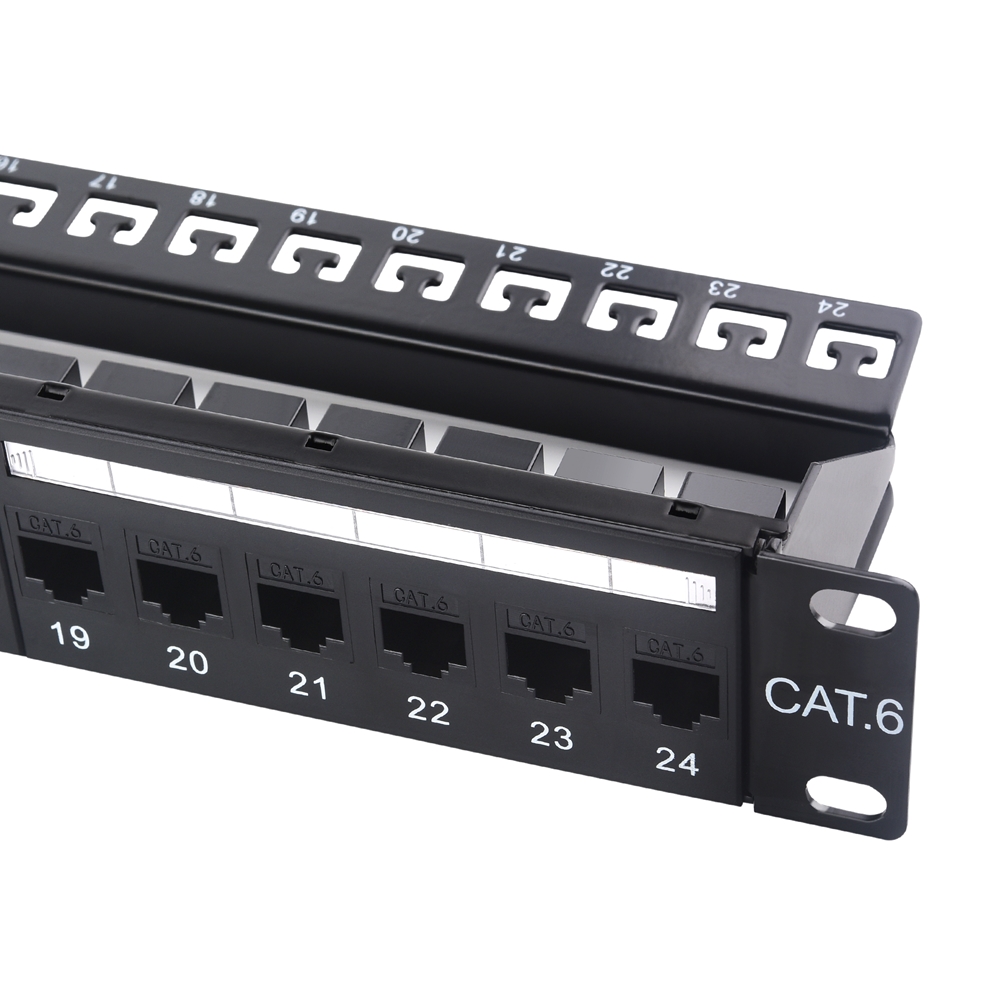 1U 24 Port UTP Cat 6 Ethernet Patch Panel With Inline Keystone