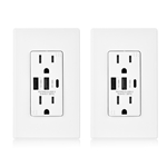 Cable Matters 2-Pack 15A TR Duplex Receptacle with 6.0A USB-A/C and Wall Plate