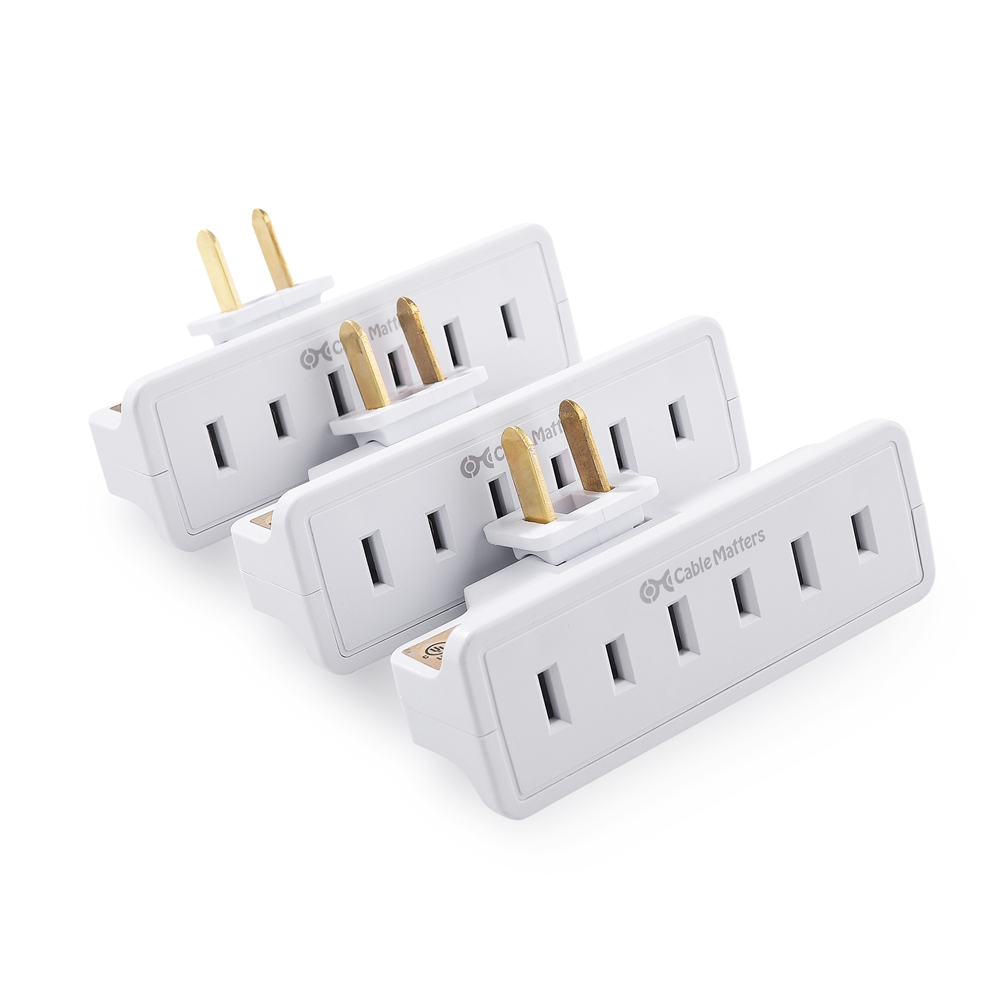 3-Pack 2 Prong 3-Outlet Wall Tap