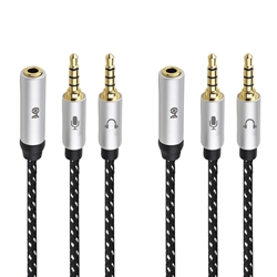Cable Matters 2-Pack 3.5mm Female TRRS to 2 x Male TRS Headphone Y Splitter