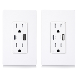 Cable Matters 2-Pack, 15A Outlet Receptacle with USB Charging