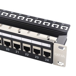 Cable Matters 1U 24-Port STP Shielded Cat 6A  Ethernet Patch Panel with Inline Keystone