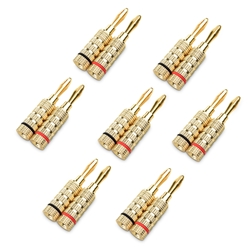 Cable Matters 7-Pair Crimp and Twist Closed Screw Banana Plugs for Speaker Wire