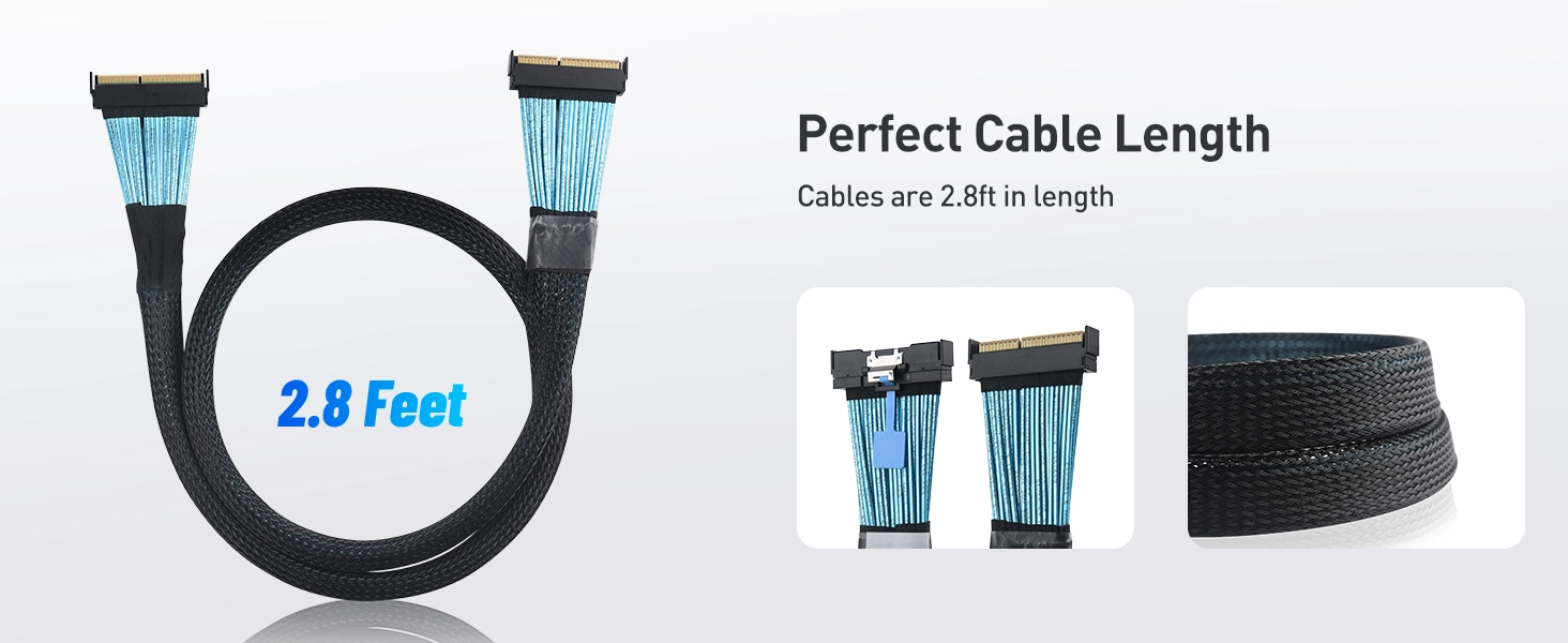 MCIO x20 124 Pin Cable - 2.8 ft/0.85m