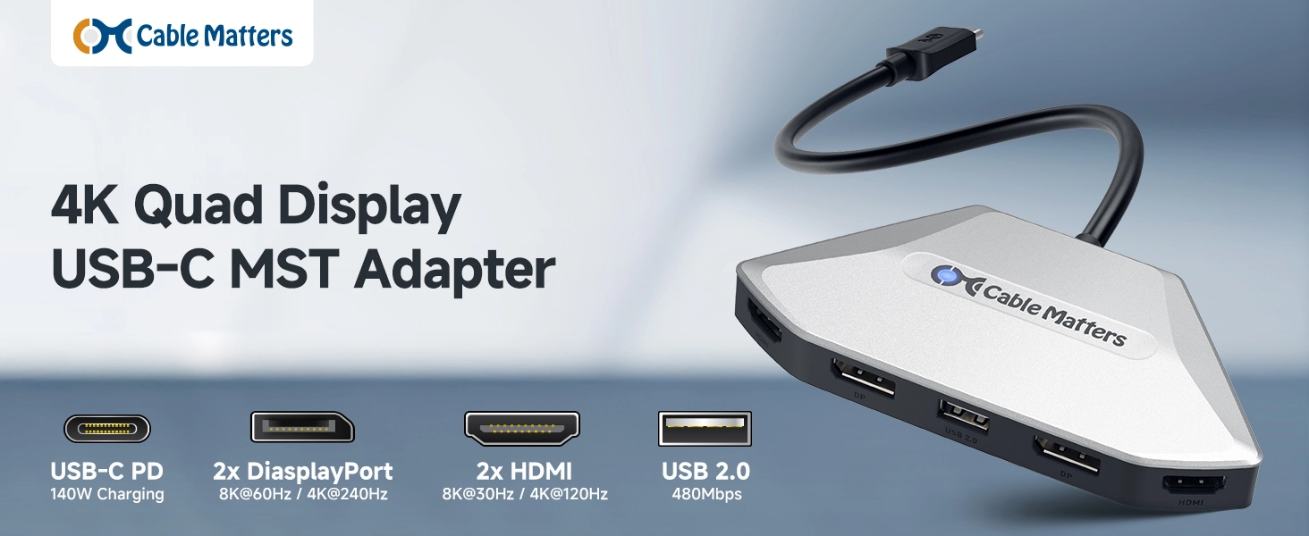 USB-C® MST Adapter with Power Delivery