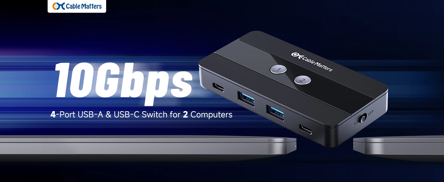 USB C switch with remote control for sharing USB-A and USB-C peripherals