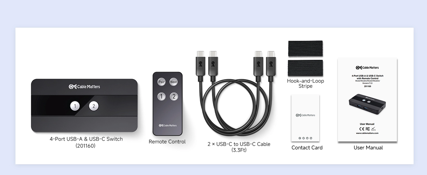 USB C switch with remote control for sharing USB-A and USB-C peripherals