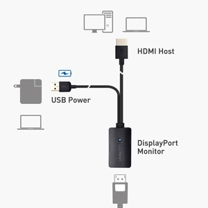 Cable Matters Adaptador DisplayPort a HDMI (no para puertos USB en  computadoras) y cable adaptador unidireccional DisplayPort a HDMI de 6 pies