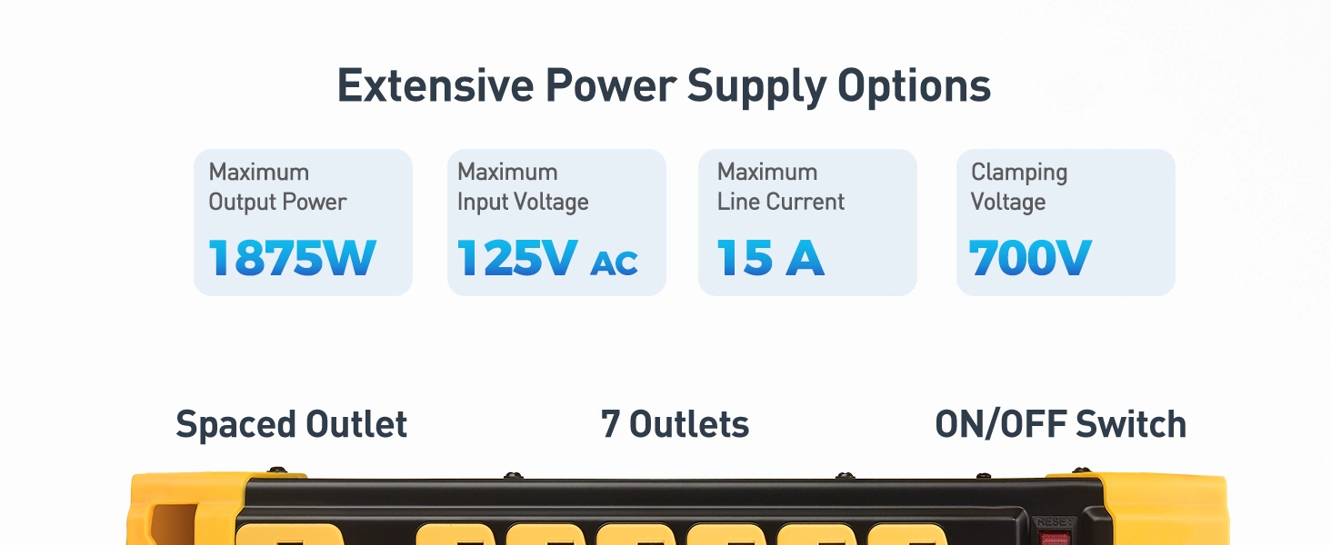  7-Outlet Heavy Duty Surge Protector Power Strip 