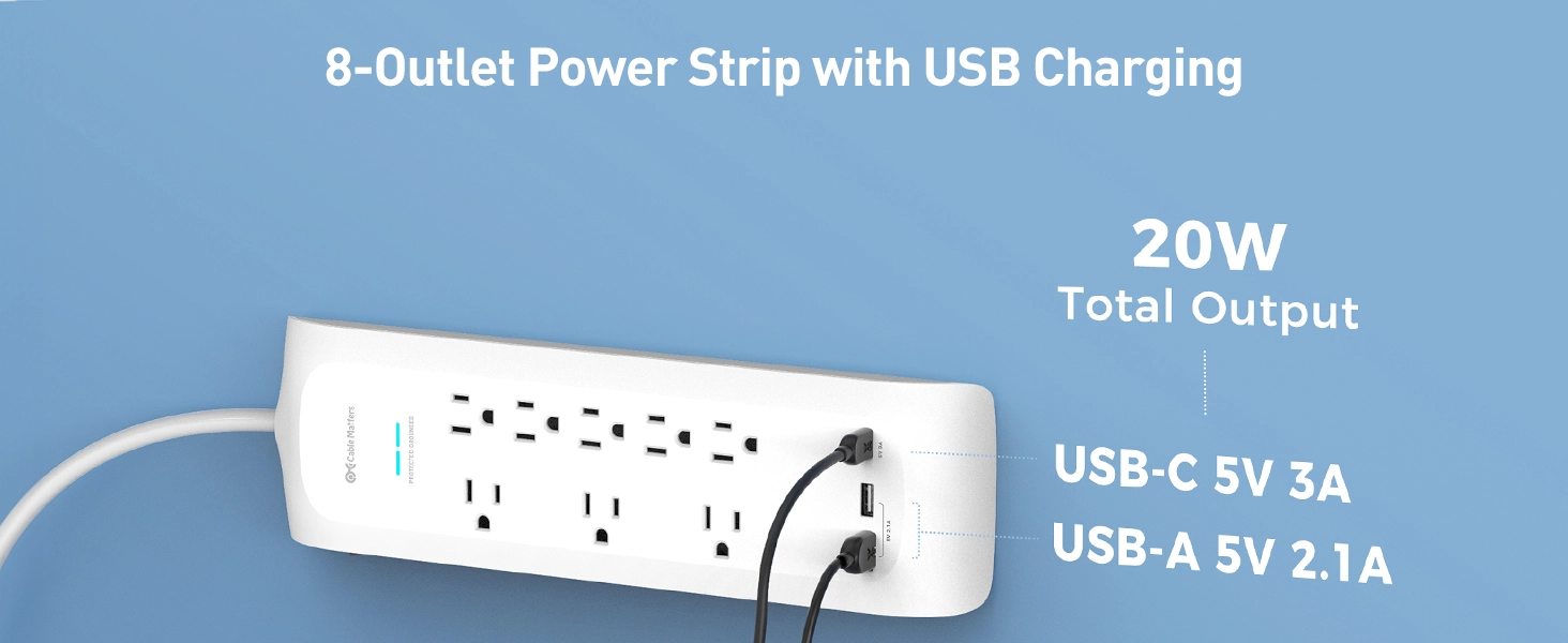 8-Outlet Surge Protector Power Strip 