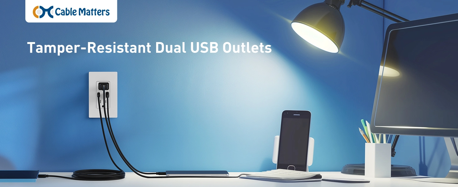 21W Tamper-Resistant Dual USB Outlets