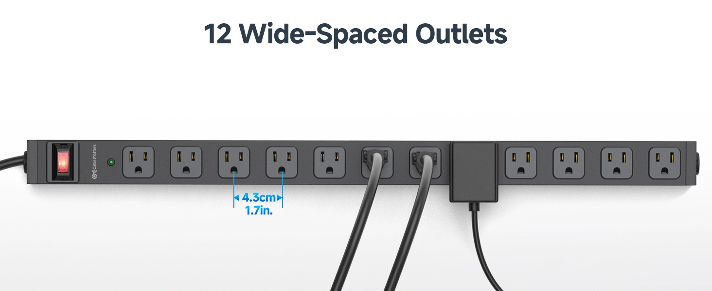 12-Outlet Wall Mounted Power Strip