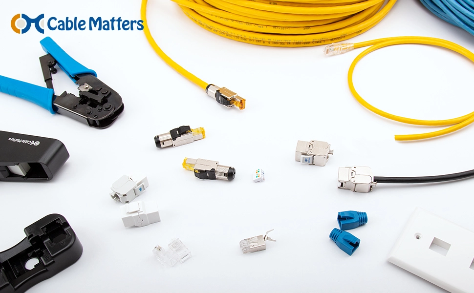 Cable Matters 6-Pack Tool Free Shielded RJ45 Cat 8, Cat8 Field Termination  Plug, Cat8 Connector, Cat8 Plug