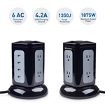 Cable Matters 6-Outlet Tower Surge Protector with 4.2A USB Charging and 10 Feet Power Cord in Black