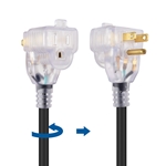 Cable Matters 2-Pack 2-Outlet LED-Lit Heavy Duty Short Extension Cord in Black  - 1 Foot (NEMA 5-15P to 2 x NEMA 5-15R)