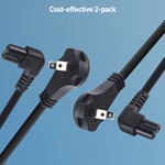 Cable Matters 2-Pack, 18AWG 2 Prong Low-Profile Power Cord