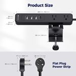 Cable Matters Desk Mount 2-Outlet Power Strip with 65W GaN USB-C Fast Charger - 6ft