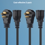 Cable Matters 2-Pack, 16AWG AC Power Extension Cord with 360 Degree Rotating Plug