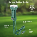 Cable Matters 6-Outlet Outdoor Power Stake with Timer - 9ft