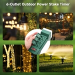 Cable Matters 6-Outlet Outdoor Power Stake with Timer - 9ft