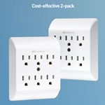 Cable Matters 2-Pack, 3 Prong 6-Outlet Wall Tap in White