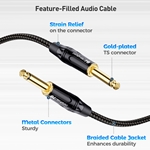 Cable Matters 2-Pack, Braided 1/4 Inch TS Guitar Cable