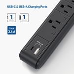 Cable Matters 2-Pack, 6-Outlet Surge Protector with USB Charging in Black