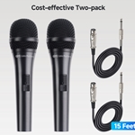 Cable Matters 2-Pack, Cardioid Dynamic Vocal Microphone - 15ft