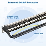 Cable Matters 1U 24-Port STP Shielded Cat 6A  Ethernet Patch Panel with Inline Keystone