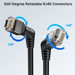 2-Pack, Cat 6 RJ45 Patch Cable with Rotatable RJ45 Connectors