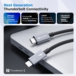 [Intel Certified] 80Gbps Premium Braided Thunderbolt 5 Cable with up to 120Gbps Bandwidth Boost and 240W Charging