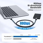 [Intel Certified] 80Gbps Premium Braided Thunderbolt 5 Cable with up to 120Gbps Bandwidth Boost and 240W Charging