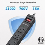 [ETL Certified] Wall-Mountable 8 Outlet Power Strip