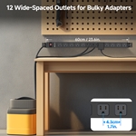 [ETL Certified] Wall-Mountable 12 Outlet Power Strip