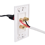 Cable Matters 2-Pack Banana Jack Binding Post Wall Plate for 2 Speakers in White