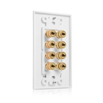 Cable Matters Banana Jack Binding Post Wall Plate for 4 Speakers in White