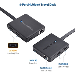 USB C Multiport Adapter Dual 4K HDMI, PD - USB-C Multiport
